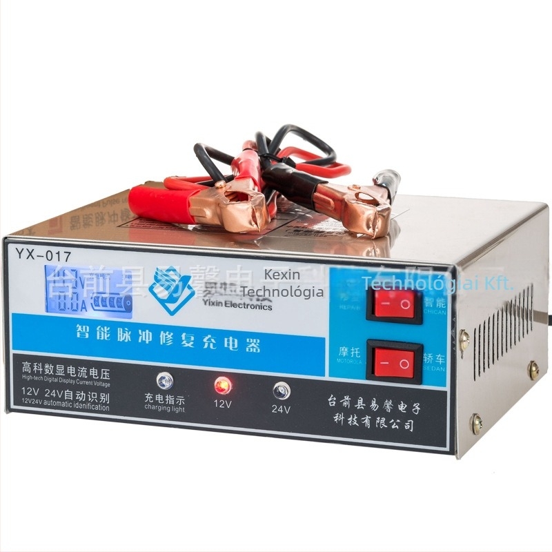 Yixin autóakkumulátor töltő automatikus azonosítással, 12V/24V, kimenet 58.8V 6A, teljesítmény 240W, bemenet 220V
