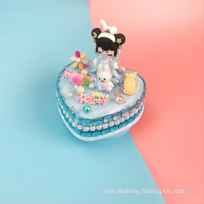 DIY szív alakú forgó zenei doboz kiegészítő készlet – műanyag, kézzel festett, logó nyomtatás, magáncímke elérhető