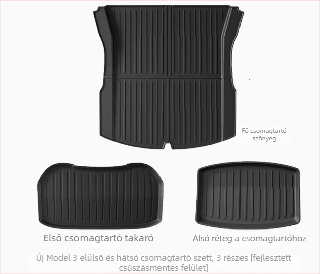 Tesla Model Y3 integrált csomagtartó szőnyeg, TPE anyag, testreszabás elérhető, termékkód 007, különleges lábbetét stílus