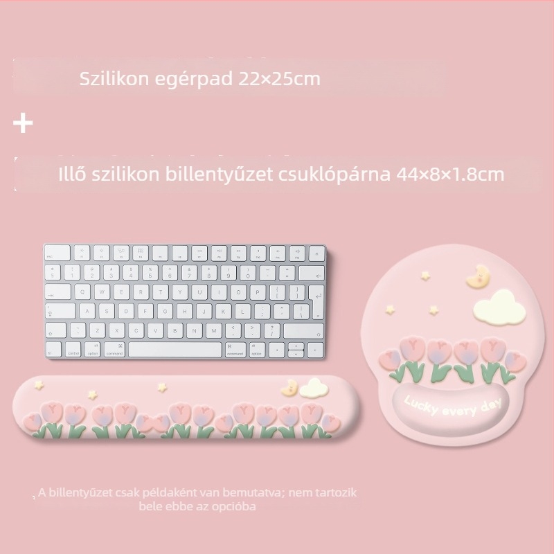 Tulip Egérpad csuklótámasz, gumiból készült, rajzfilmszerű stílus, egyoldalas, laptophoz és irodába