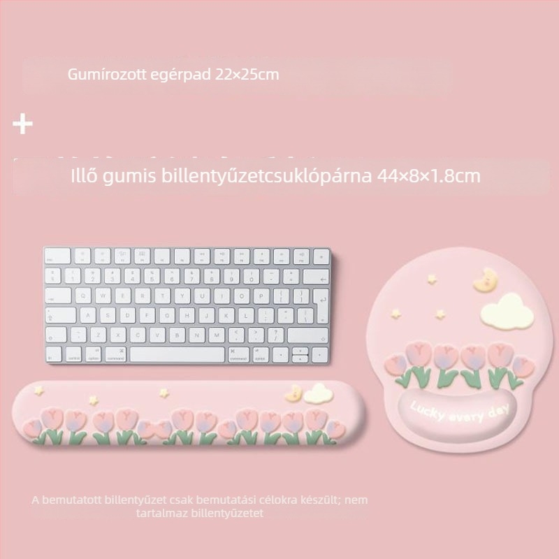 Tulip Egérpad csuklótámasz, gumiból készült, rajzfilmszerű stílus, egyoldalas, laptophoz és irodába