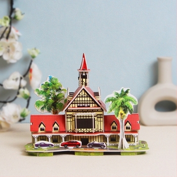 3D papír puzzle készlet, DIY ház modell gyermekeknek, oktató játék 4-6 éveseknek