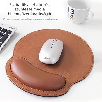 Bőr élvarrásos csuklótámaszos egérpad irodai használatra, csúszásmentes felülettel