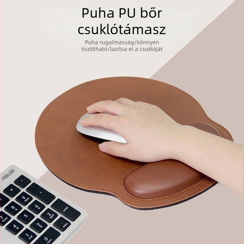 Bőr élvarrásos csuklótámaszos egérpad irodai használatra, csúszásmentes felülettel