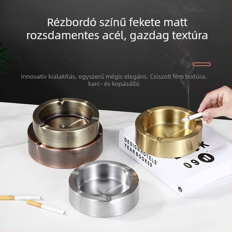 Rozsdamentes acél hamutál egyedi logóval nyomtatva, kávézók, otthonok és kereskedelmi helyiségek számára