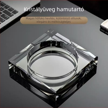 Kristályos hamutál K9 üvegből, dekoratív és tároló funkcióval, otthonra/irodába/bárba, egyszerű fényű lux stílus