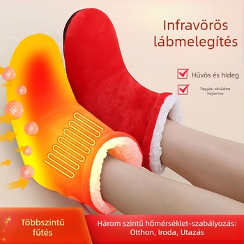 Unisex elektromos fűtéses házi papucs USB tápegységgel, puha velúr felső, talp termoplasztikus elastomer, újratölthető, kényelmes otthoni cipő