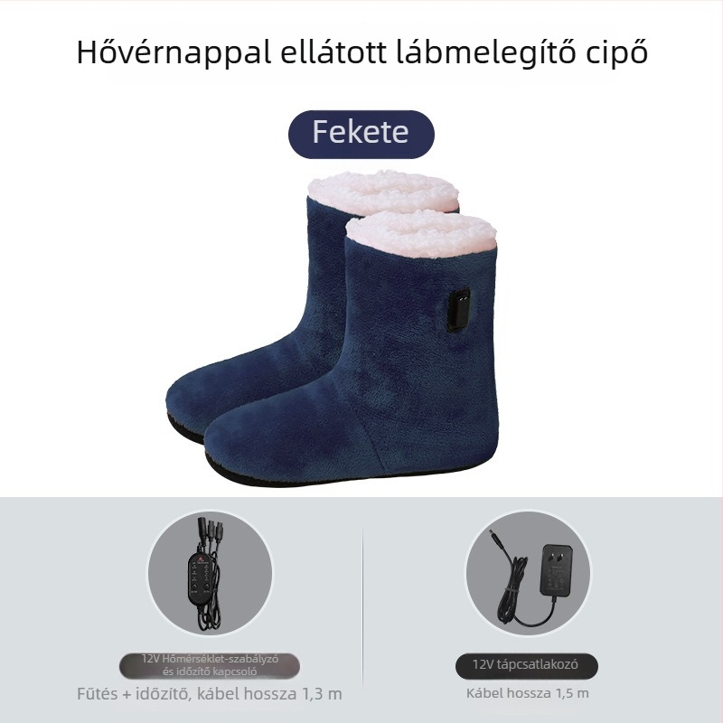 Unisex elektromos fűtéses házi papucs USB tápegységgel, puha velúr felső, talp termoplasztikus elastomer, újratölthető, kényelmes otthoni cipő