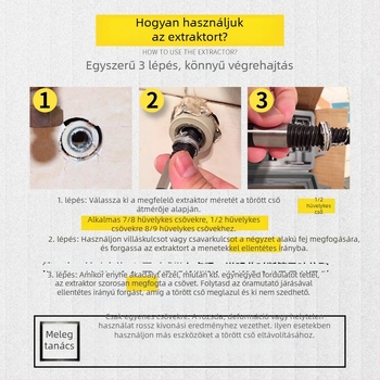 Persia vízvezeték cső és háromszögcsap kivonó eszköz