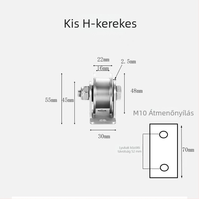 Csúszóajtóhoz készült sín-vezető görgő, 304 rozsdamentes acélból, V-, U- és I-formájú konfigurációkkal