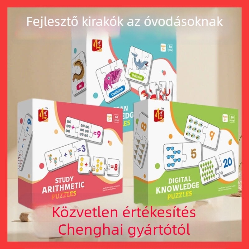 Lilong márkájú, papíralapú sík kirakó gyerekeknek 4–6 éveseknek, kognitív kártyák párosítása, termékkód Ll401–ll410.
