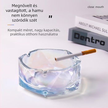 Üvegből készült hamutál otthonra, modern geometriai kialakítás, tároló funkcióval