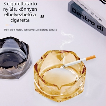 Üvegből készült hamutál otthonra, modern geometriai kialakítás, tároló funkcióval