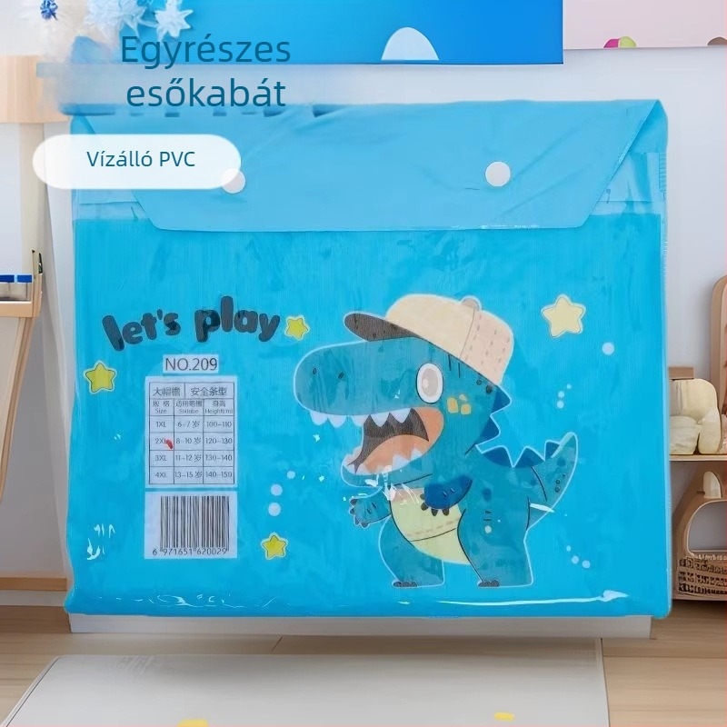 Gyerekeknek való dinoszaurusz mintás esőponcsó – PVC anyag, PU vízálló réteg, újrahasználható