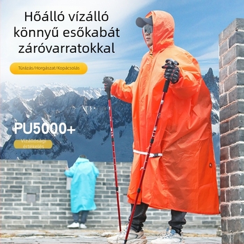 Kapucnis esőponcsó – 3 az 1-ben túrázáshoz, hegymászáshoz és horgászathoz; vastag anyag, ütésálló szövet