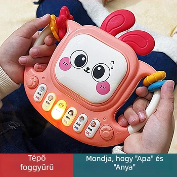 Baba játék: nyuszis kéz-dob és zenei történet funkció, műanyag elektronikus billentyűzet 4–6 éves gyerekeknek