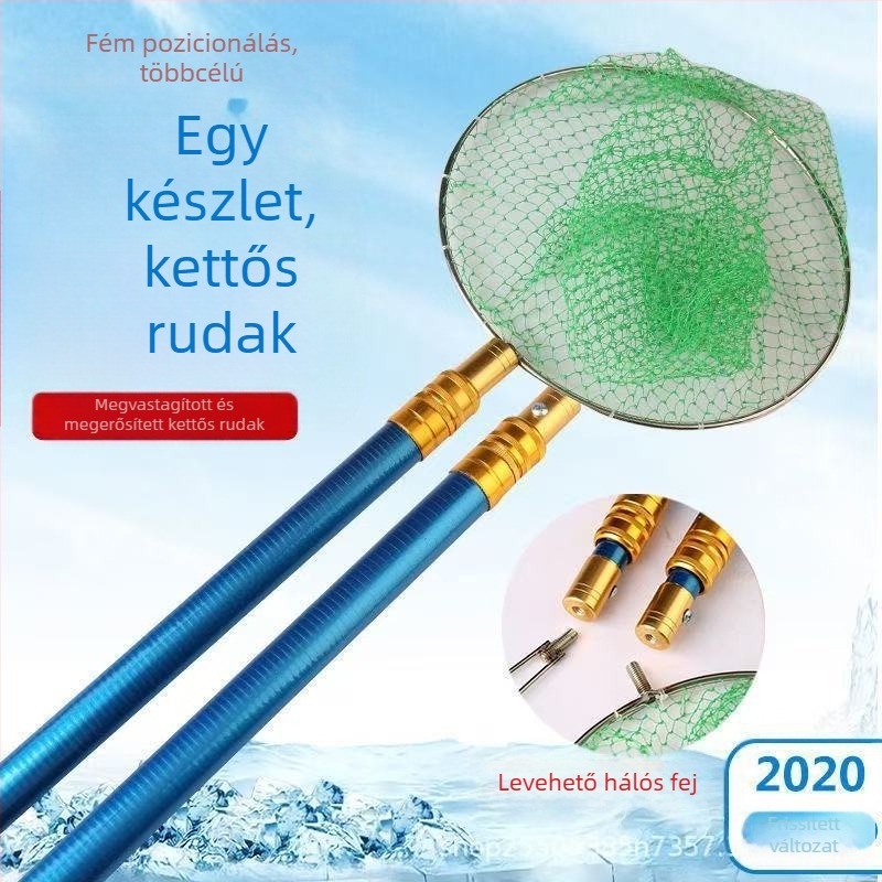 Megvastított ultra-kemény szigetelt üvegszálas teleszkópos halászhálónyél beépített hálóval