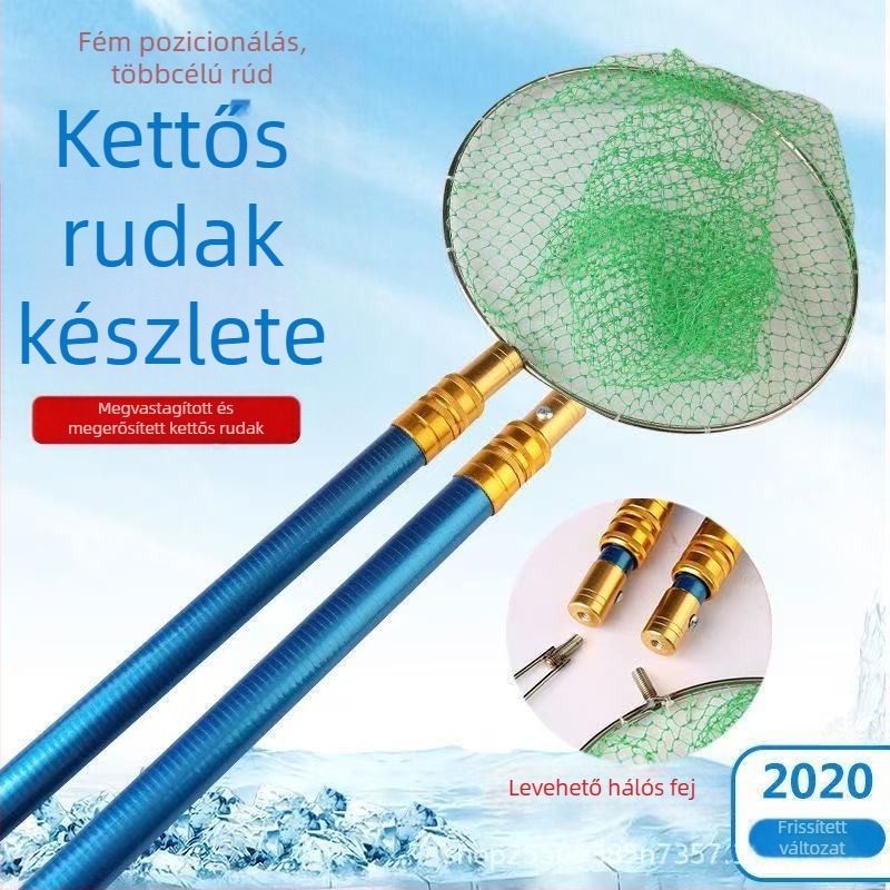 Megvastított ultra-kemény szigetelt üvegszálas teleszkópos halászhálónyél beépített hálóval