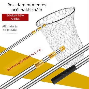 Rozsdamentes acélból készített vetőháló, teljes készlet, rögzített; Anyag: rozsdamentes acél; A háló szájának átmérője: más; A háló mélysége: más