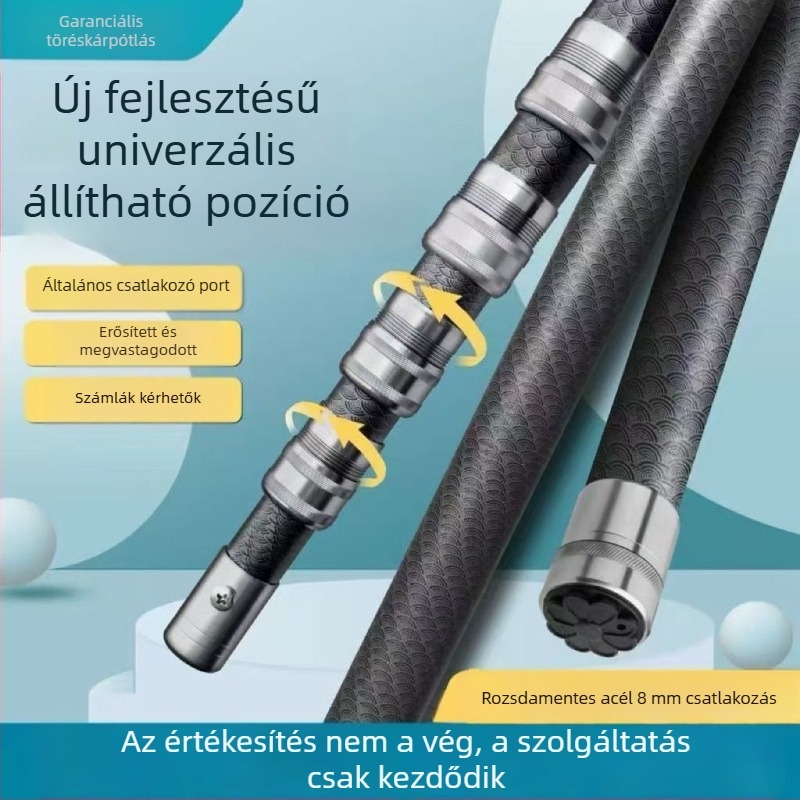 Szénszálas teleszkópos hálózati rúd, ultrakönnyű és merev, multifunkcionális fém zárómechanizmussal