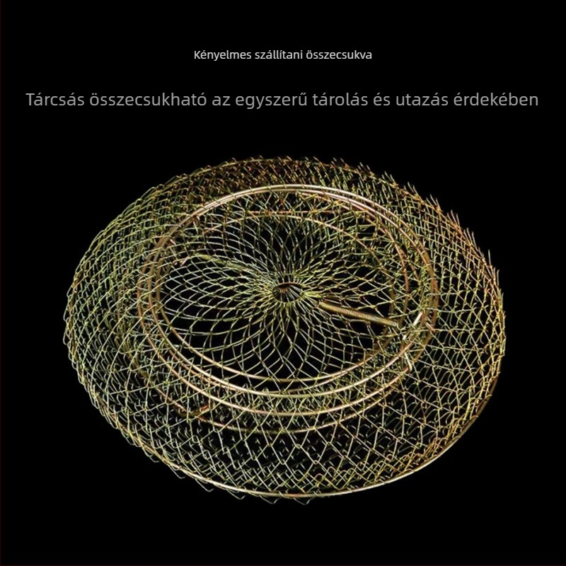 Összecsukható rozsdamentes acél halászkosár anti-akasztás dizájnnal, garnéla- és rákfogáshoz