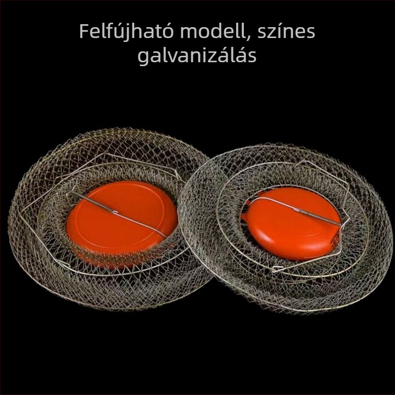Összecsukható rozsdamentes acél halászkosár anti-akasztás dizájnnal, garnéla- és rákfogáshoz