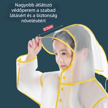AI Yuli gyerekek esőkabátja, Cartoon stílusú, EVA anyag, vízálló, túrázó poncsó, egy személyre, csomagolva táskában