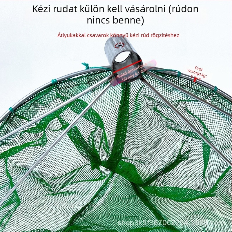 Horgász háló halakra és rákokra – 6-szálas csomós háló, teherbírás 20, mélység 80 cm