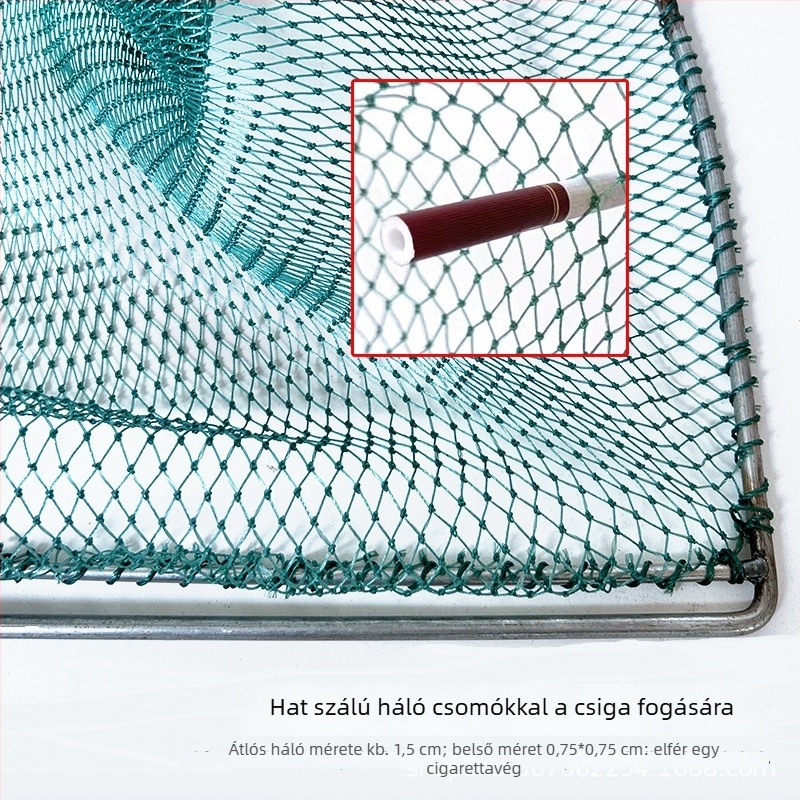 Horgász háló halakra és rákokra – 6-szálas csomós háló, teherbírás 20, mélység 80 cm