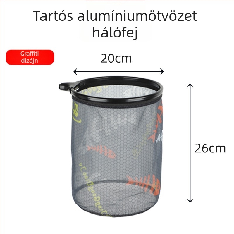 Horgász hálófej — ultra-könnyű alumíniumötvözet, Anti-Hook kialakítás, verseny típus (Nano háló; teherbírás 5; mélység 26 cm)
