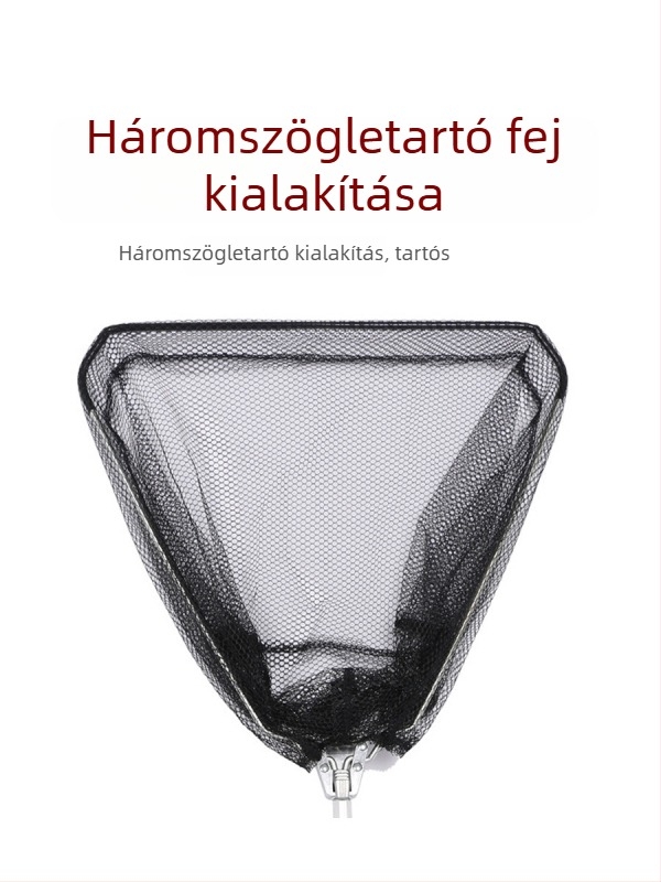Alumínium ötvözetből készült teleszkópos halászhálókar, vastagított háromszög alakú összecsukható kivitelezés, finom háló kis lyukakkal
