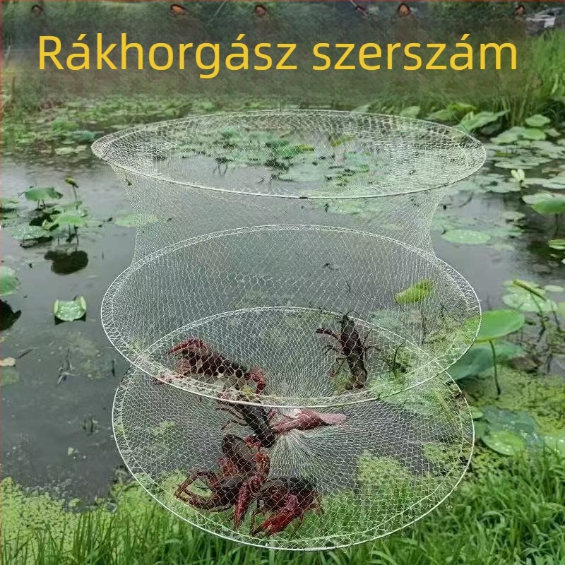 Háromrétegű összecsukható fehér garnéla háló, a rákok és homárok fogására