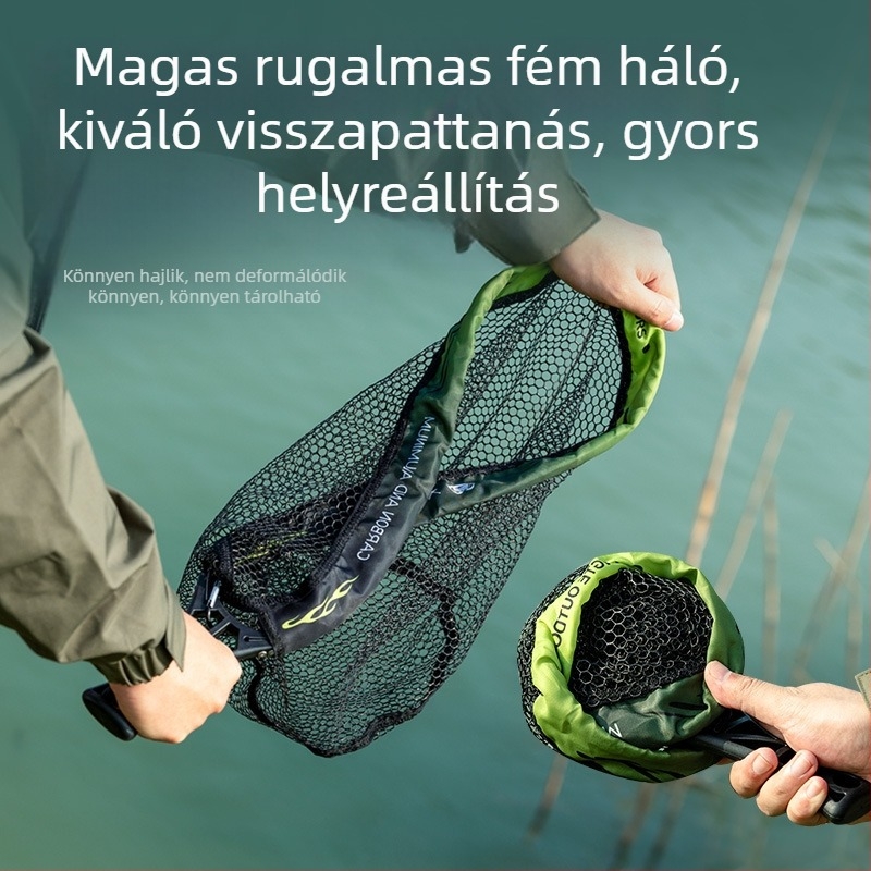Fémhálóból készült halászháló-készlet, 34 cm nyílás, 28 cm mélység, vastag háló, nem zsugorodik