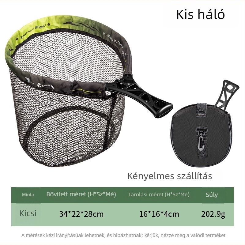 Fémhálóból készült halászháló-készlet, 34 cm nyílás, 28 cm mélység, vastag háló, nem zsugorodik