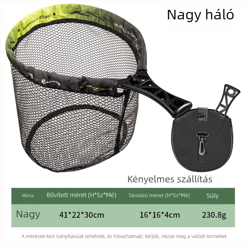 Fémhálóból készült halászháló-készlet, 34 cm nyílás, 28 cm mélység, vastag háló, nem zsugorodik