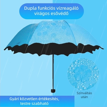 Reklámnapernyő 210T anyaggal, 8 acél bordázat, kézi nyitás-zárás, UPF > 50