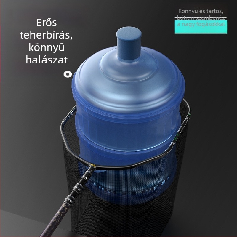 Horgász hálófej, karbon ultrakönnyű titánium ötvözetből, bevonva ragasztóval, anti-akasztás zseb