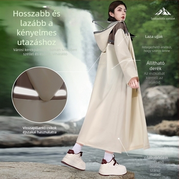 Felnőtt méretű derékszabású, egy darab esőponcho EVA anyagból, kültéri túrákhoz