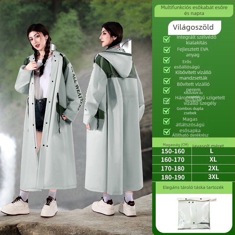 Felnőtt méretű derékszabású, egy darab esőponcho EVA anyagból, kültéri túrákhoz