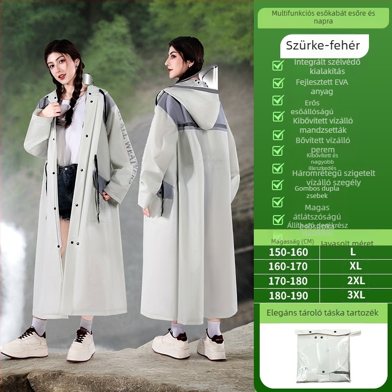 Felnőtt méretű derékszabású, egy darab esőponcho EVA anyagból, kültéri túrákhoz