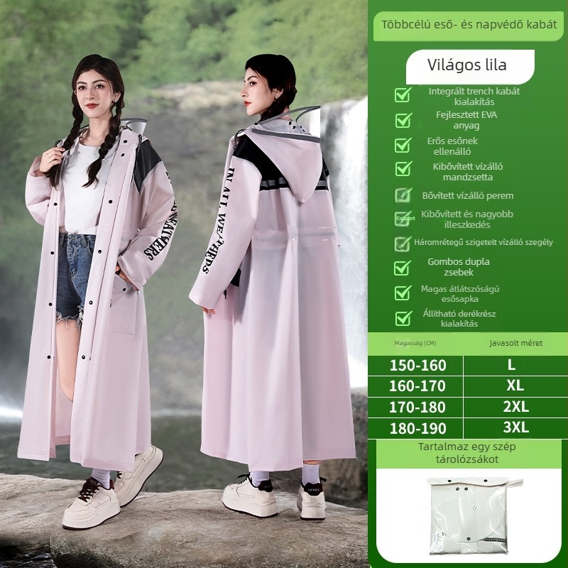 Felnőtt méretű derékszabású, egy darab esőponcho EVA anyagból, kültéri túrákhoz