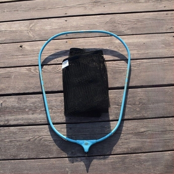 Alumínium ötvözetből készült halászhálófej, finom szemű háló, nyílásának átmérője 50 cm, háló mélysége 50 cm