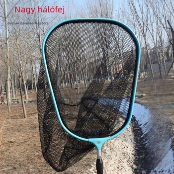 Alumínium ötvözetből készült halászhálófej, finom szemű háló, nyílásának átmérője 50 cm, háló mélysége 50 cm