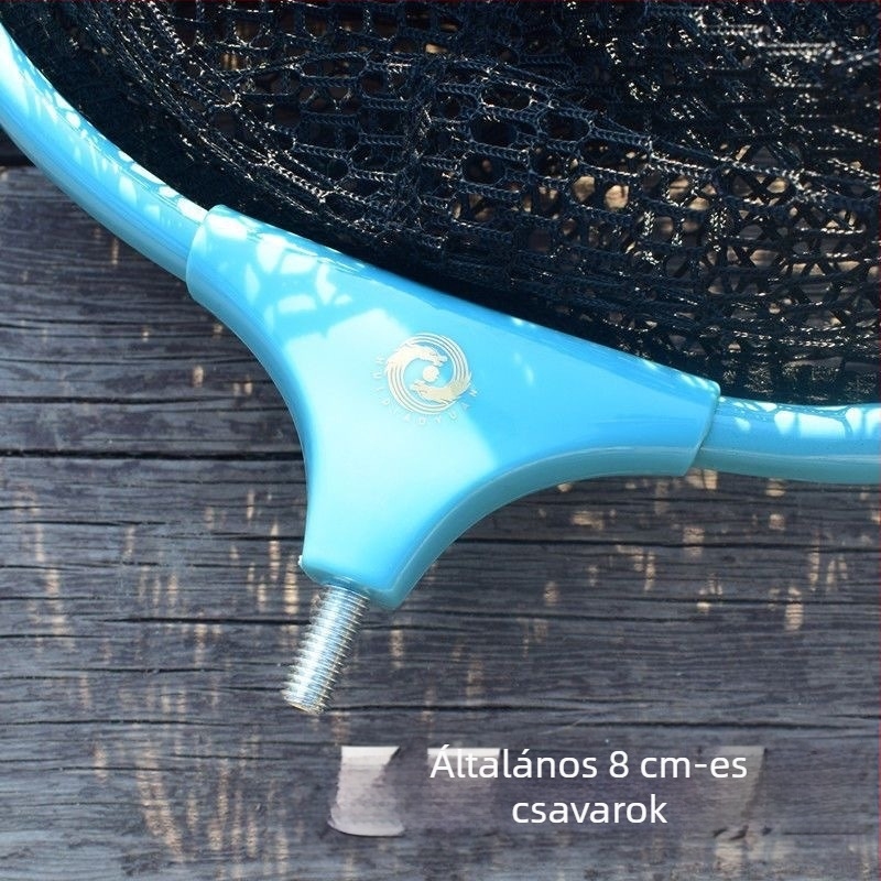 Alumínium ötvözetből készült halászhálófej, finom szemű háló, nyílásának átmérője 50 cm, háló mélysége 50 cm