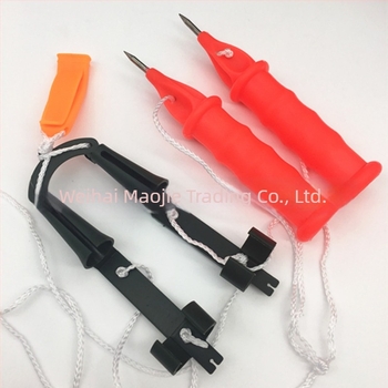 Fly Spear jéghez ajánlott felszerelés készlet bottartóval, jégcsappal, csalival és horoggal — eredet Kína; licencelhető magáncímke.