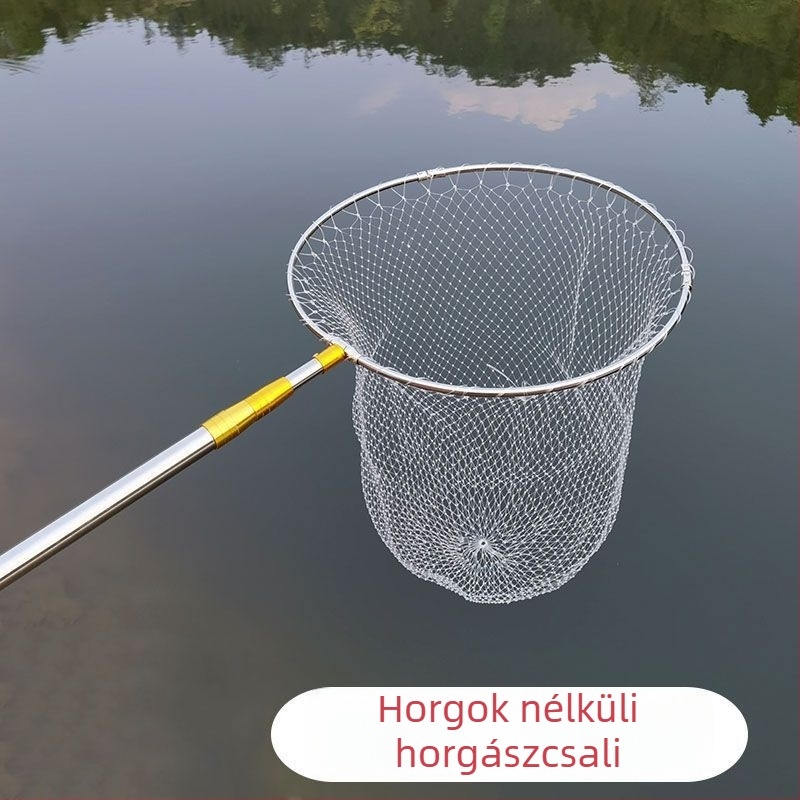 Rozsdamentes acélból készült teleszkópos merítőháló készlet – kampó nélkül, gyorsan száradó halászháló és hálótáska