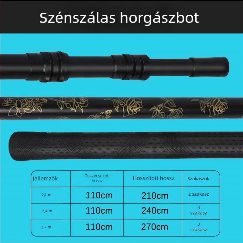 Szénszálas horgász hálónyél habos markolattal