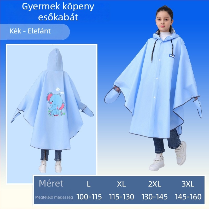 Gyerekek biciklis esőponcsó, rajzfilm mintával, tanulók számára, fiúknak és lányoknak, hátizsákkal kompatibilis.