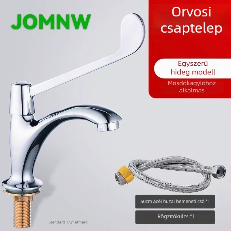 Orvosi csaptelep műtőben és laboratóriumban, ívelt kialakítású és hosszú nyéllel; egység hideg-meleg víz keverő (réz; 0–90°C; névleges nyomás 1.0; kerámiadiskos szelep; modell jo-085)