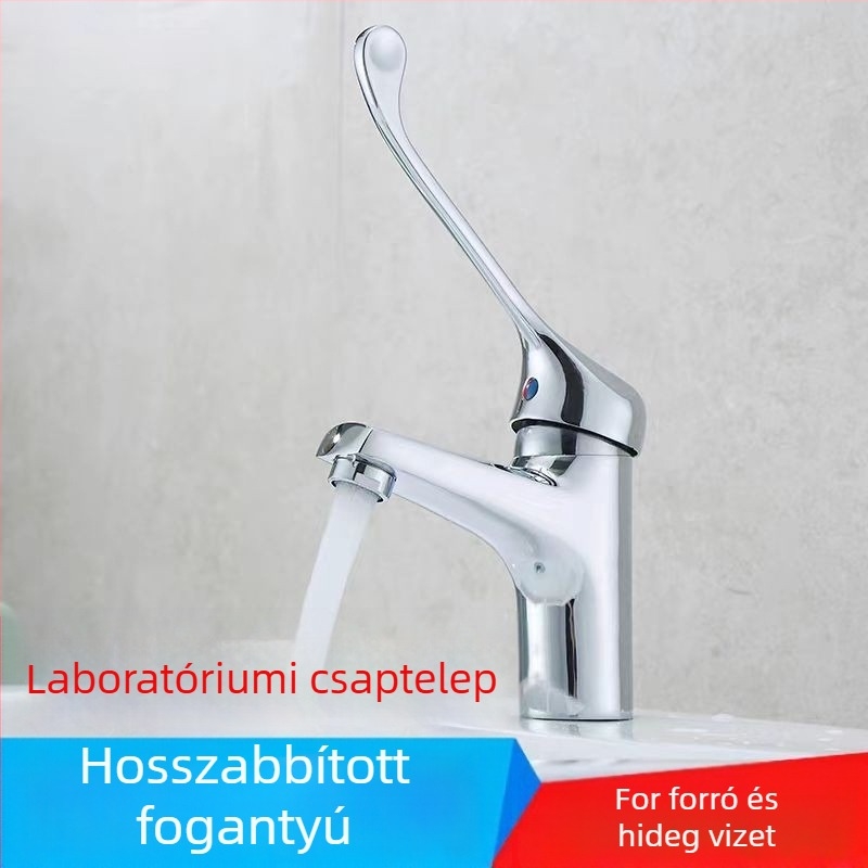 Orvosi csaptelep műtőben és laboratóriumban, ívelt kialakítású és hosszú nyéllel; egység hideg-meleg víz keverő (réz; 0–90°C; névleges nyomás 1.0; kerámiadiskos szelep; modell jo-085)